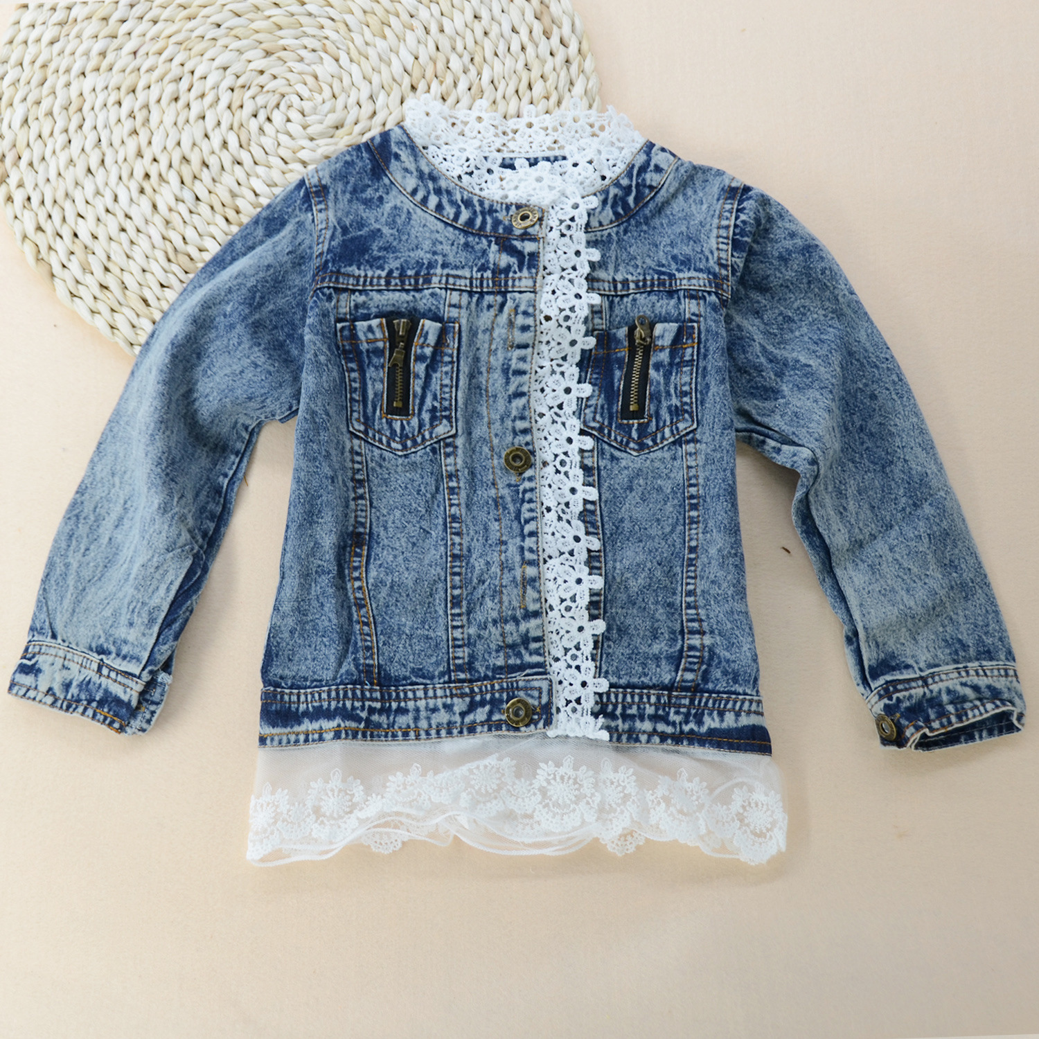 Washed Lace Denim Jacket - Style 4