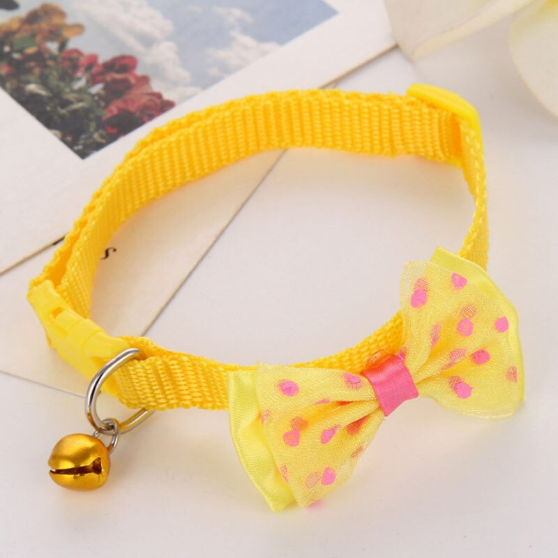 Adjustable Bowknot Cat Bell Collar - Design 7