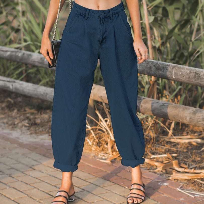 Women's Loose High Waist Denim Trousers
