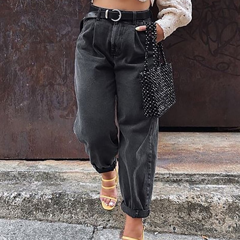 Women's Loose High Waist Denim Trousers