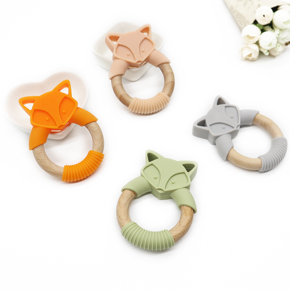 Wooden Fox Teether Colors