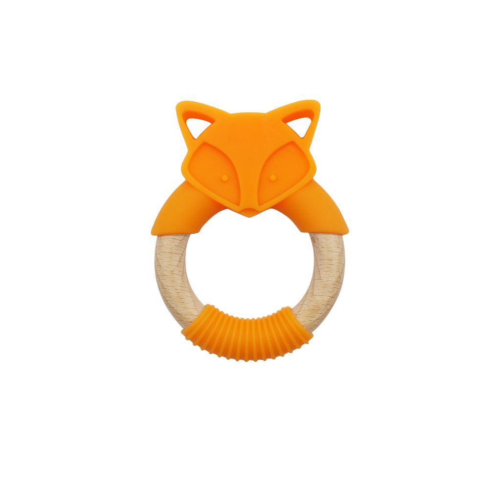 Wooden Fox Teether in Use