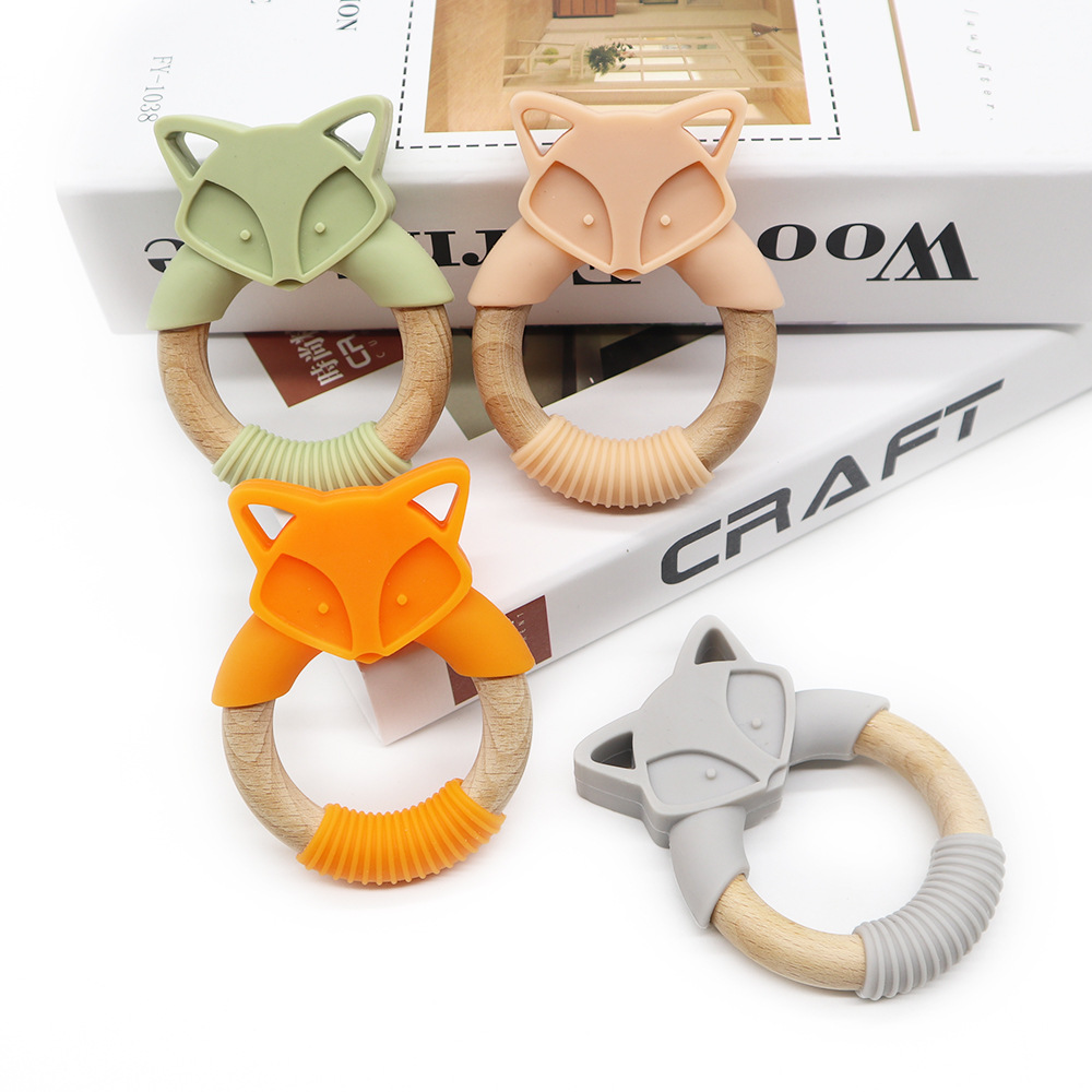 Wooden Fox Teether Color Options