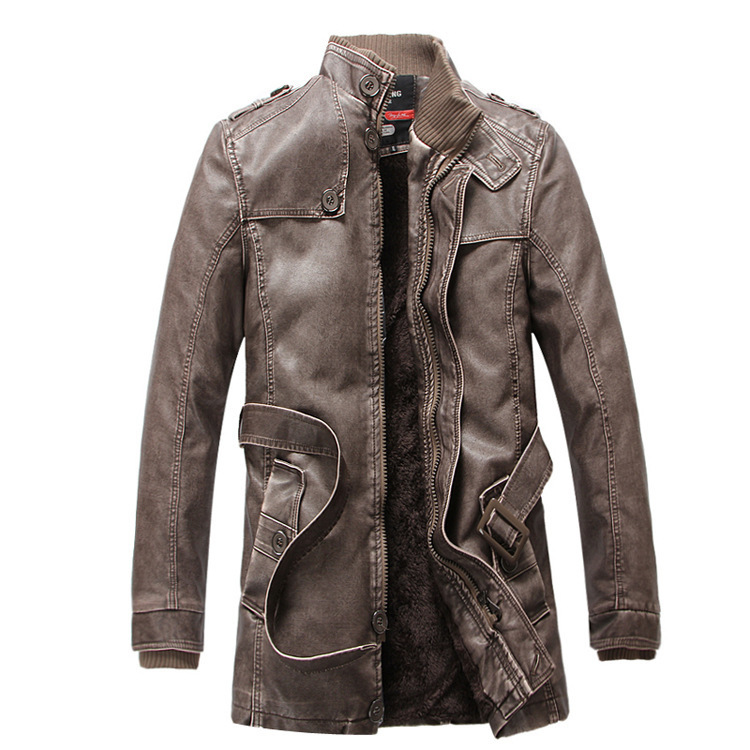 Men's Leather Trench Coat Image 2