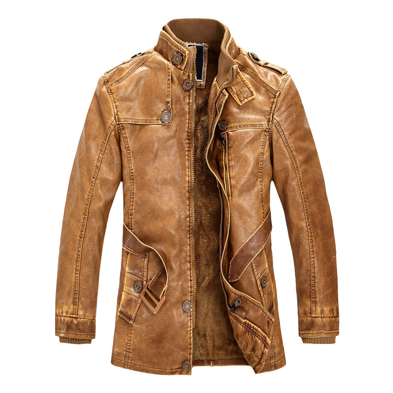Men's Leather Trench Coat Image 4
