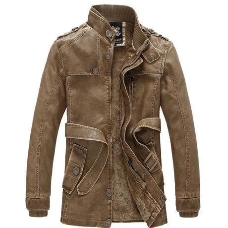 Men's Leather Trench Coat Image 3
