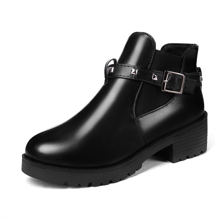 Women's Retro Belt Buckle Rivet Martin Boots Image 1