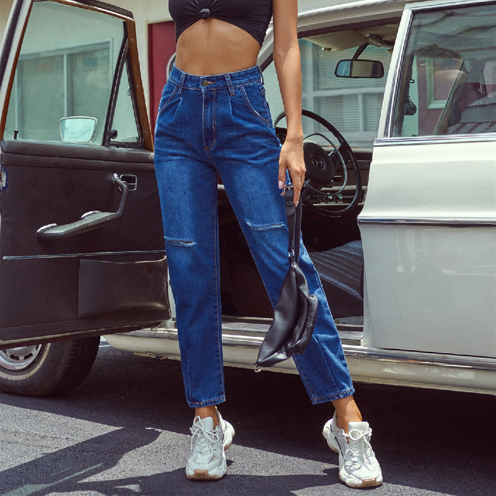 Jeans Rectos de Cintura Alta Casual